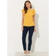 thumbnail image 4 of Unique Bargains Women's Summer Round Neck Cap Sleeve Blouse Tops XL Yellow, 4 of 6