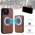 thumbnail image 2 of Compatible with MagSafe 2 in 1 Detachable Wallet Case for iPhone 15 Plus with Card Slots for Women Men, Fashion Magnetic PU Leather Flip Kickstand Phone Case for iPhone 15 Plus, Brown, 2 of 5