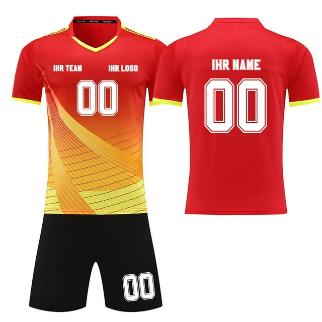 Custom Football Kit Set for Adult and Child, Name Number Team Logo DIY Family Match Personalized Jersey Shirt Shorts Set, Dad and Son Matching Outfits Red XXS