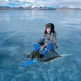 thumbnail image 4 of Kids Snow Racer Sled with Steering Wheel & Double Brakes Pull Rope Snow Slider, 4 of 12