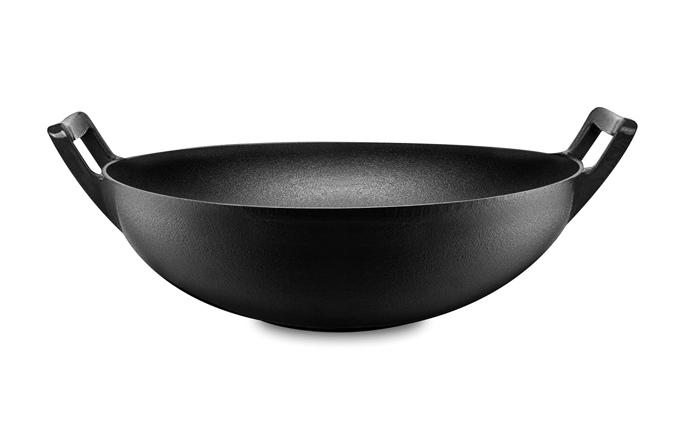 Backcountry Iron 14 inch Cast Iron Wok with Flat Base and Handles