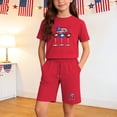 thumbnail image 3 of Stamzod Boys Girls Two Piece Outfits Unisex Short Sleeve T Shirt and Shorts Lounge Set 4Th Of July Summer Clothes Red B 13 Years, 3 of 10