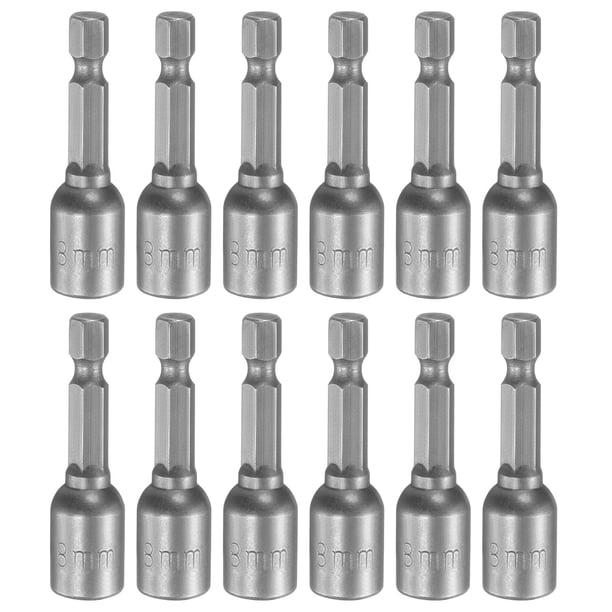 Juego de 12 piezas de enchufe hexagonal magnético de 8 mm con vástago hexagonal de 1/4, llave de impacto de liberación rápida de acero CR-V de 48 mm de longitud