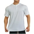 thumbnail image 2 of Jjayotai Mens George Tee Shirts, Men's Summer Casual Solid Color Button Round Neck Short Sleeved Sports T-shirt Blouses Shirts Muscle Shirts for Men, 2 of 5