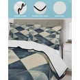 thumbnail image 4 of Quilts Twin XL Size, Navy Blue Geometric Soft Comforter Bedding Set for Bed, Abstract Modern Green Artwork Lightweight Quilted Bedspread with Pillow Cover(2 Pieces) for All Season, 68x98 Inch, 4 of 6