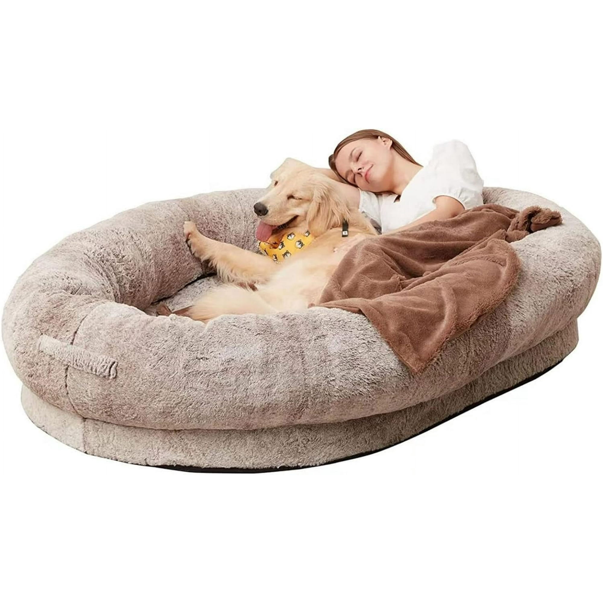 ORUYROP Human Dog Bed Dog Beds for Humans Size Fits You and Pets Washable Faux Fur Human Dog Bed for People Doze Off Napping Orthopedic Dog Bed
