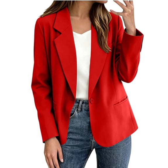 QIYAGBSA Blazer for Women, Long Sleeve Lapel Collar with Pockets for Office and Casual
