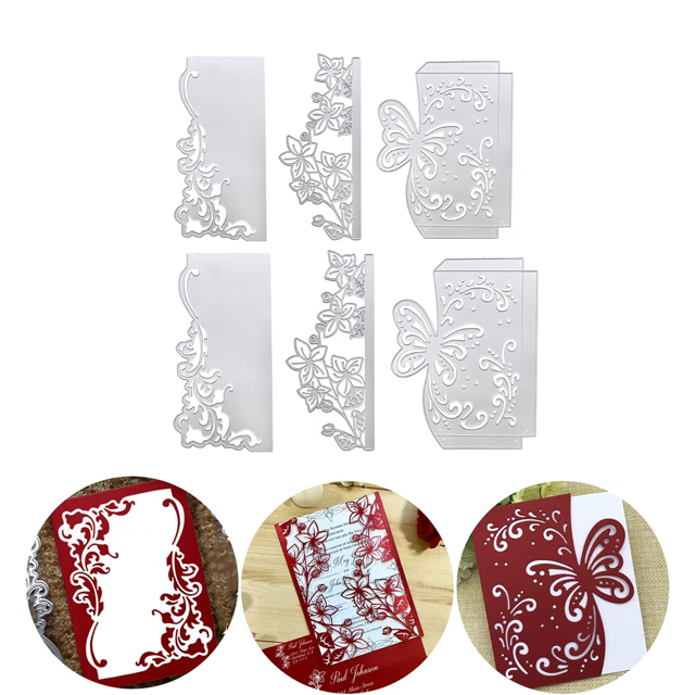 Troqueles de corte de encaje, juego de 3 troqueles de marco de metal para decoración de postales, troqueles de postales DIY para fabricación de tarjetas (tipo A) Sincero Electrónica