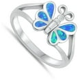 thumbnail image 4 of CHOOSE YOUR COLOR Butterfly Blue Simulated Opal Promise Ring .925 Sterling Silver Band CZ Female Size 7, 4 of 4