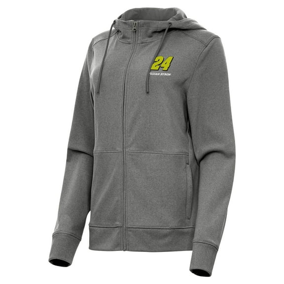Women's Antigua Heather Black William Byron Seeker Full-Zip Hoodie