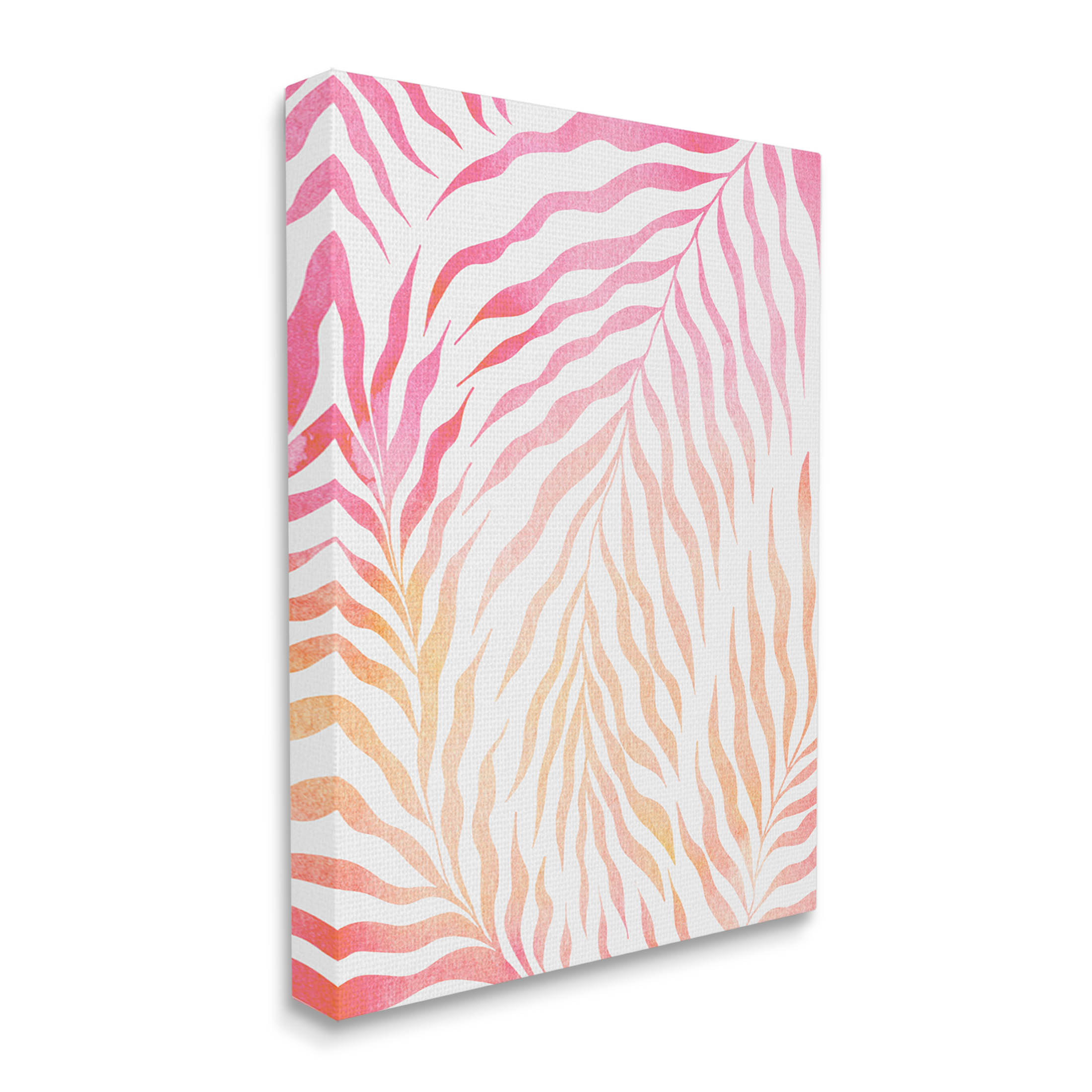 Vivid Pink Wavy Leaves Botanical & Floral Graphic Art Gallery Wrapped Canvas Print Wall Art