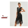 thumbnail image 4 of 30S Flapper Dresses 1920s Vintage Dress Summer Fringe Beaded Great Gatsby Party Cocktail Prom Tassels Sequin Size S-3XL,Black,M, 4 of 9