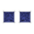 thumbnail image 3 of 4 ct Push-Back Stud Earrings for Women | 7.0mm Princess Cut Simulated Tanzanite | 18K White Gold, 3 of 5