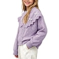 thumbnail image 6 of BLVB Girls Cardigan Long Sleeve Button Front Lace Sweater Kids Fall Knit Sweaters Outwear 1-9 Years(Purple,1-2 Years), 6 of 7