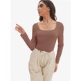 thumbnail image 3 of Womens Long Sleeve Scoop Neck Ribbed Knit Fitted Casual Tops Tee Slim Basic Shirts, 3 of 6
