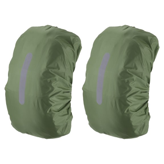 Uxcell 40-50L Waterproof Backpack Rain Cover 2 Pcs with Vertical Reflective Strap, M, Olive