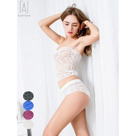 GustaveDesign Women plus size Sexy Lingerie  Two-Piece Lace Babydoll Bra and Panty Sleepwear Sets  Fashion Lace Flower Nightwear  White  3XL