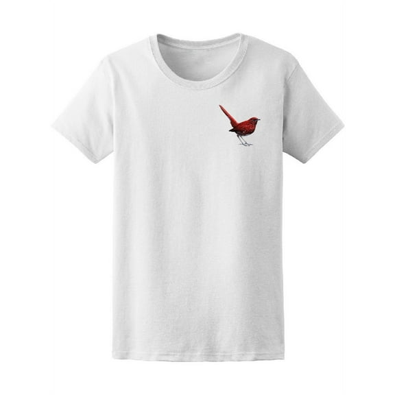 Cute Exotic Red Bird T-Shirt Women -Image by Shutterstock, Female XX-Large