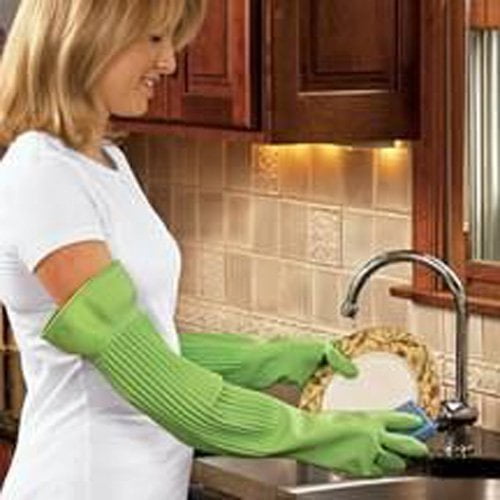 Elgood Kitchen Bathroom Cleaning Gloves Long Arm 2 Pairs Medium Large NEW 