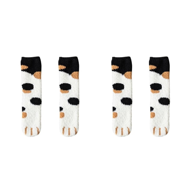 sweethay 2 uds calcetines bonitos para mujer dibujos animados gato pata invierno Coral vellón terciopelo grueso hogar cálido calcetines para Type2 NO2