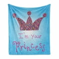 thumbnail image 1 of I am a Princess Soft Flannel Fleece Blanket, Romantic Words Couples in Love Colorful Mosaic Style Crown Tiara, Cozy Plush for Indoor and Outdoor Use, 60" x 80", Blue Pink Multicolor, by Ambesonne, 1 of 6