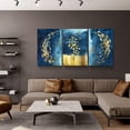 thumbnail image 5 of 3 Piece Abstract Wall Art Gold Fish and Butterfly Paintings Blue Wall Decor Poster Modern Artwork Picture HD Canvas Print,Framed for Living Room Bedroom Bathroom, 12"x16"x3 Panels, 5 of 7