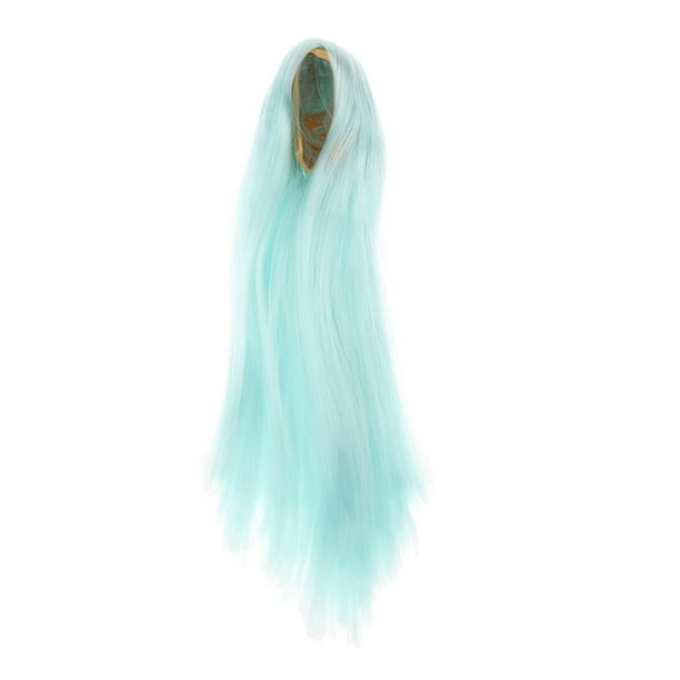 Cabello de muñeca femenina a escala 1/6, cabello largo y liso hecho a mano para figuras de acción de 12" Azul