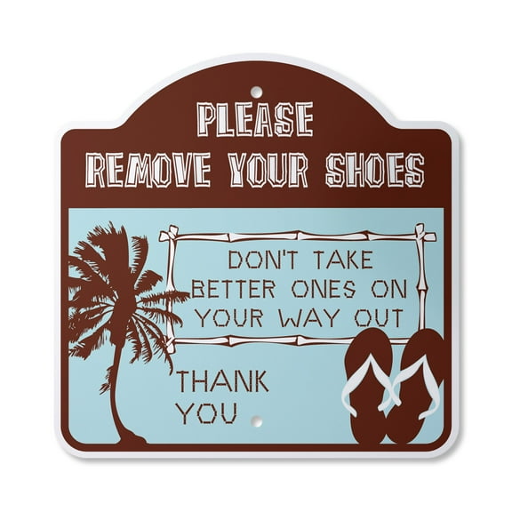 Please Remove Your Shoes 10” x 10” Sign | Indoor/Outdoor Plastic | SignMission Designer Feet No Wear Sand Footwear Novelty Gift Funny Joke Gag Road Garage