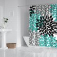 thumbnail image 2 of Black Turquoise and Gray Floral Pattern Shower Curtain 72"x72" ,Bathroom Decorative Shower Curtains Set with 12 Hooks,Modern Waterproof Washable Shower Curtain, 2 of 6