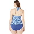 thumbnail image 6 of LAUREN RALPH LAUREN Womens Plus Size Printed Halter Tankini Top,Blue,16W, 6 of 7