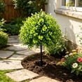thumbnail image 4 of CaiYueKe 1 Counts 19.2" Outdoor Artificial Plants Topiary Trees - UV Resistant Faux Greenery Fake Shrubs Bushes for Front Porch Home Garden Patio Decor with Ground Spike, 4 of 6