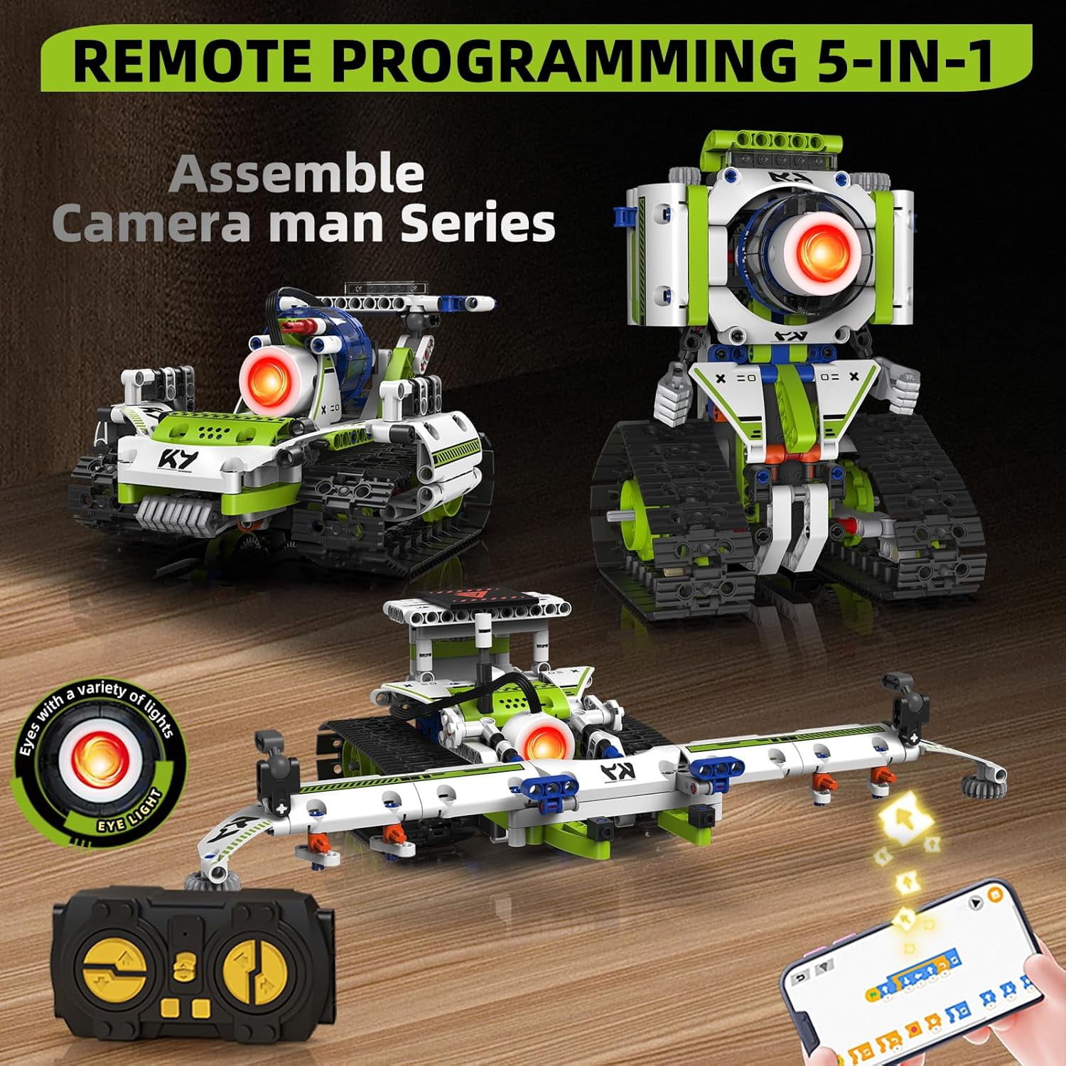 5 in1 STEM Robot Building Kit, 337PCS APP/Remote Control Mech RC Robotics for Kids Ages 8-12, Science Kit Coding Robots Toy Set, Birthday Gifts for Boys Age 8-14+