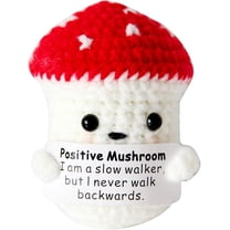 Handmade Mini Positive Mushroom, Creative Wool Pocket Knitted Mushroom Toy Doll with Encouragement Card Cute Crochet Potato Tiny Positive Emotional for Birthday Gift