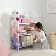 KidKraft Wooden Puzzle Bookcase with Three Shelves, Pastel