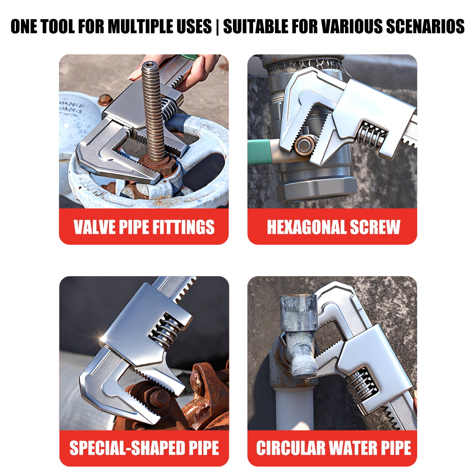 Wide Jaw Adjustables Wrench Right Angles F Type Pipe Wrench Auto Repair Wrenches PlumberTool