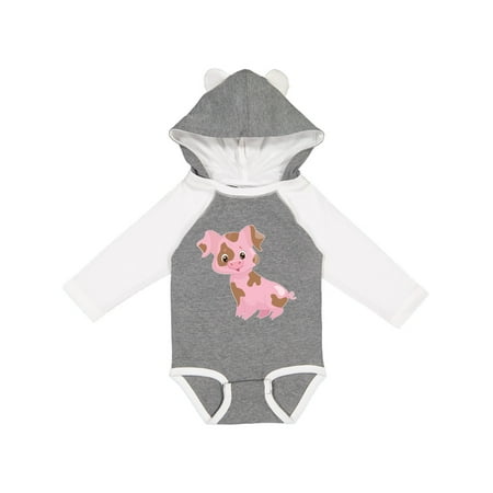 

Inktastic Cute Smiling Pig with Mud Splatter Gift Baby Boy or Baby Girl Long Sleeve Bodysuit