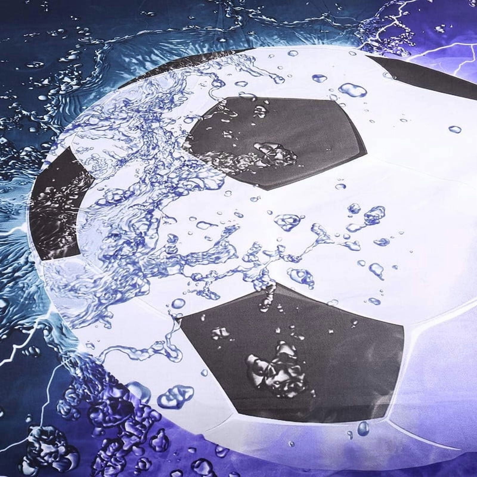 3D Soccer Duvet Cover Set Twin Size - Vibrant Blue Flame Football Design, Soft Microfiber Bedding for Kids & Teens, Includes 1 Duvet Cover + 2 Pillowcases (Full/Queen Also Available)