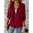 thumbnail image 6 of Women’s Jackets Fall Long Sleeve Lapel Zipper Pocket Button Street Style Casual Chic Motorcycle Coat S-2XL, 6 of 7