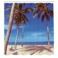 thumbnail image 2 of Ambesonne Summer Shower Curtain, Ocean Palms Warm Beach, 69"Wx84"L, Navy Cream Green, 2 of 4