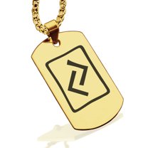 Stainless Steel Elder Futhark Jera Rune Dog Tag Pendant Necklace