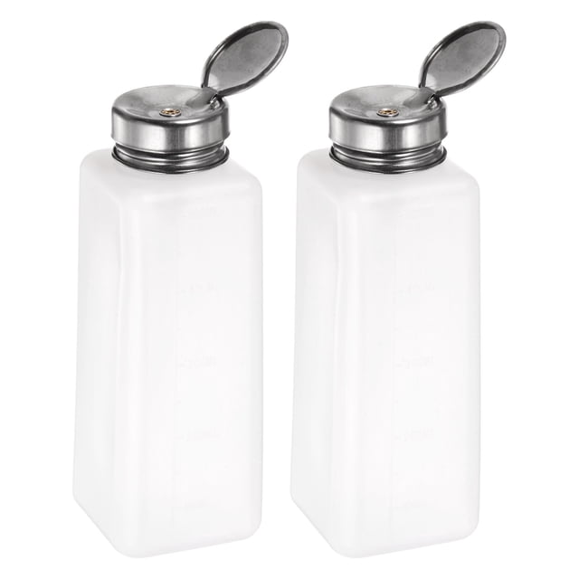 Uxcell 2Pcs Dispensadores de Alcohol 500ml (16.91oz) con bomba de líquido de presión y tapa de acero inoxidable, Blanco