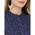 thumbnail image 2 of INSPIRE CHIC Women's Summer Dots Print Ruffle Stand Collar Button Down Blouse Shirts XL Navy Blue, 2 of 7