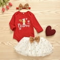 thumbnail image 2 of Coerni My First Christmas Outfits Baby Girl Long Sleeve Romper+Princess Tulle Tutu Skirt+Headband Warm 4PCS Clothes Set, 2 of 9