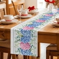 thumbnail image 5 of Blue Pink Hydrangea Table Runner 70 Inches Long Farmhouse Dress Scarves, Eucalyptus Leaves Wooden Summer Botanical Dining Tablerunner for Coffee Table/Kitchen Island/Party Décor, 13" x 70", 5 of 8