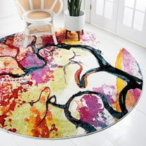 Unique Loom Lyon Collection Area Rug - Larimar (8' Round Ivory/Black)