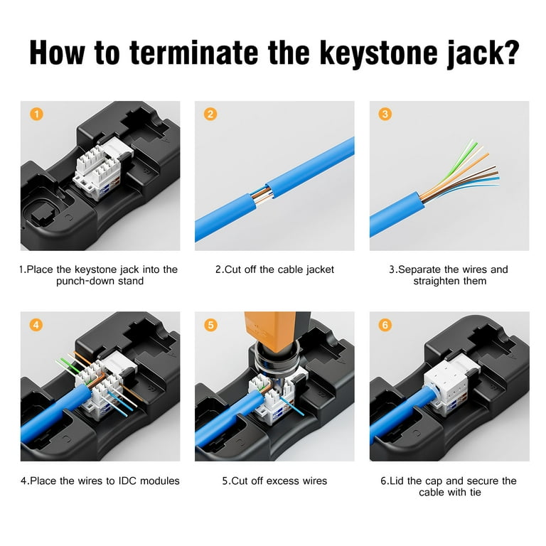 iwillink Cat6 Keystone Jack 10-Pack, RJ45 Keystone Jack, 90-Degree
