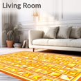 thumbnail image 2 of ODIKA 5'x7' Machine Washable Non-Slip Area Rug, Citrus Burst Geometric Tilework Vibrant Design High Traffic Rug, Orange, 82168, 2 of 7