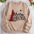 thumbnail image 6 of qolati Waffle Knit Sweatshirt for Women Christmas Trees Print Sweatshirt Trendy Crew Neck Casual Party Pullover Holiday Long Sleeve Xmas Tops, 6 of 6