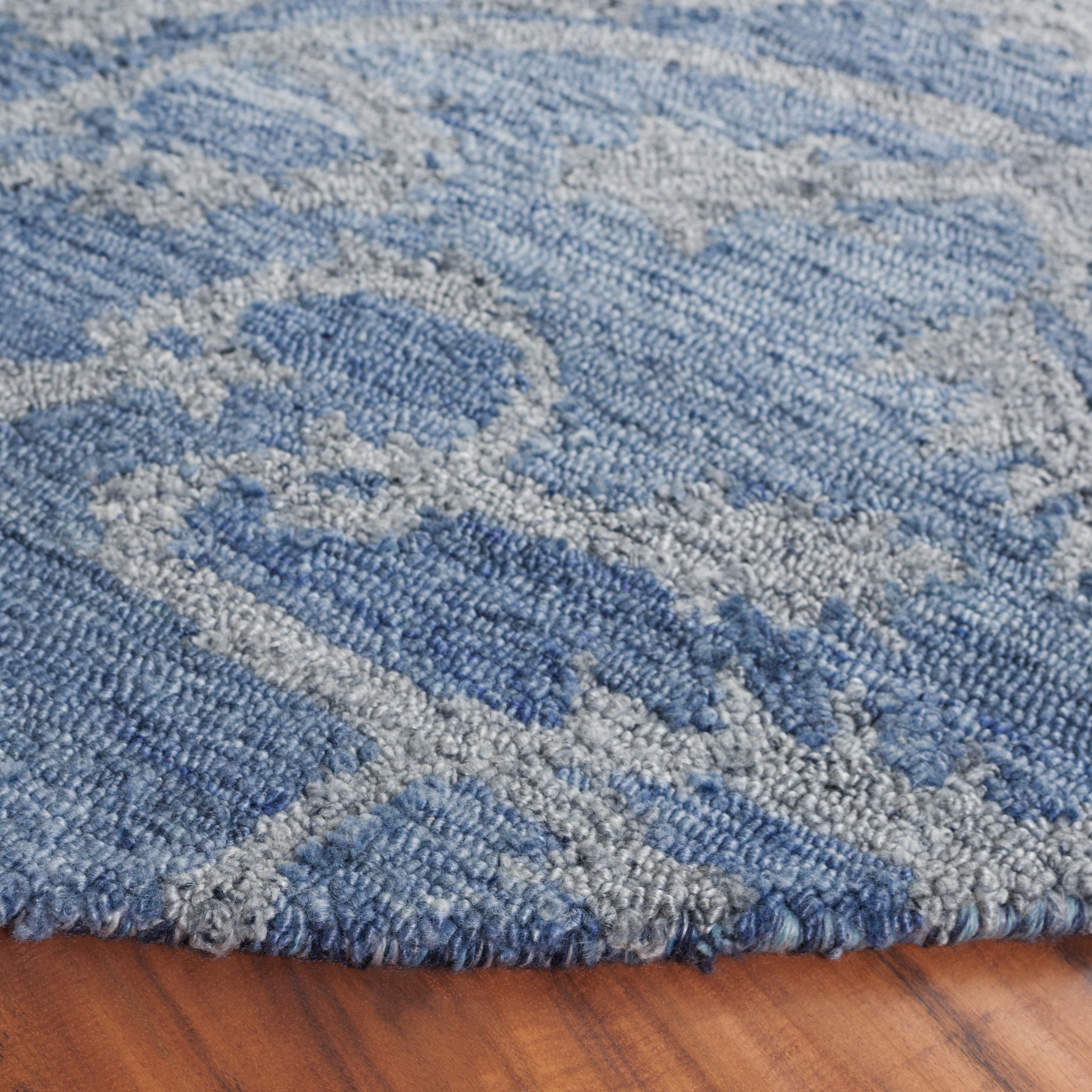 SAFAVIEH Anatolia Jamaar Floral Area Rug, Blue/Grey, 6' x 6' Round