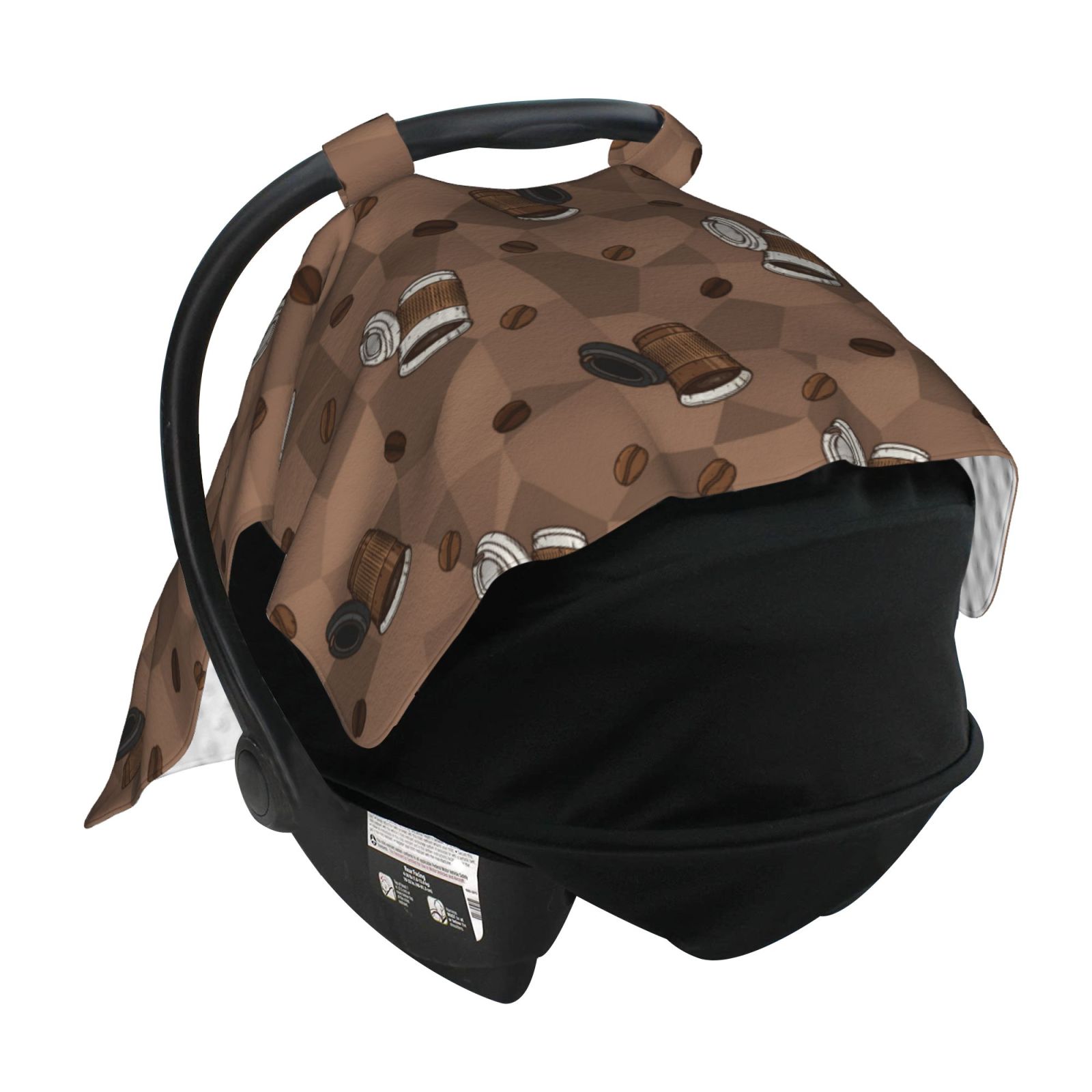 Car Seat Cover Baby - Warm Coffee Pattern Breathable Infant Car Seat Cover for Baby Carseat, Lightweight Comfort Baby Essentials Must Haves Newborn Stuff for Girl Boy